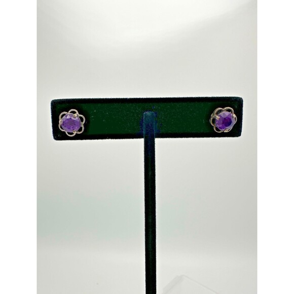 Vintage Amethyst Stud Earrings w/ Info Card – Thunder Bay Ontario - Picture 2 of 10